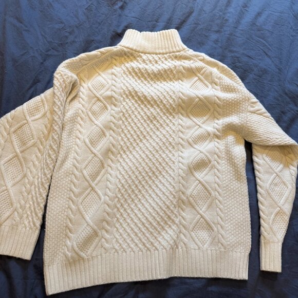 Aritzia Sunday Best Quarter-Zip Cable Knit Sweater S White Cream Oversized - Picture 8 of 8